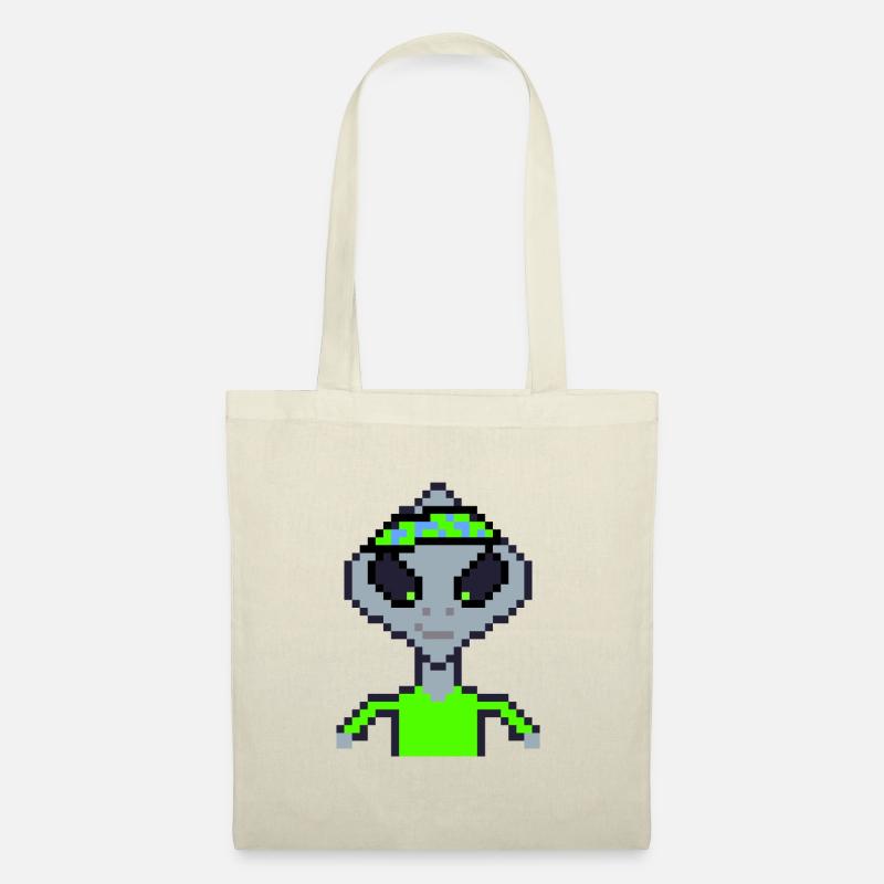 Pixel Alien "Green Karate" - Stoffbeutel - Natur