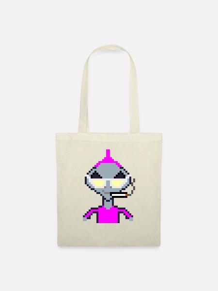 Pixel Alien "Violet Iro" - Stoffbeutel - Natur