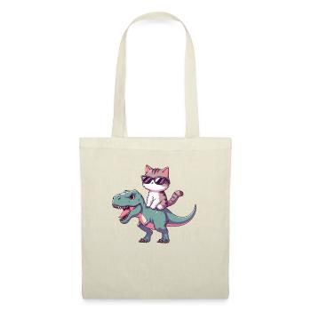 Chaton Cool sur T-Rex Drôle Tendance Dinosaure - Sac en tissu - nature - Devant