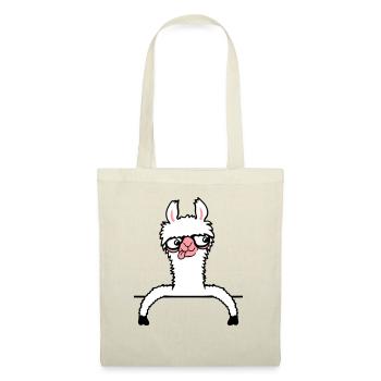Llama Nerd Geek Horn-Rimmed Glasses Smart Funny Grimace - Tote Bag - nature - Front