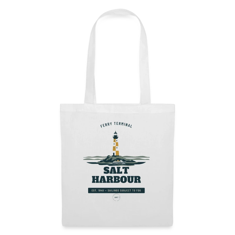 Salt Harbour-mærke på en tote bag