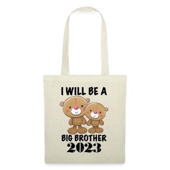Ich werde eine großer Bruder, süß Teddybär - Stoffbeutel - Natur - Vorne