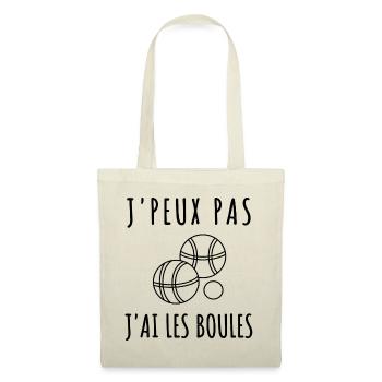 T shirt pétanque j' ai les boules humour cadeau - Sac en tissu - nature - Devant