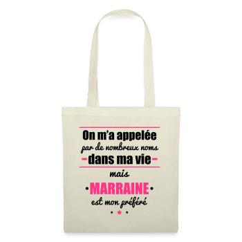 Appelée mais marraine, cadeau marraine - Sac en tissu - nature - Devant