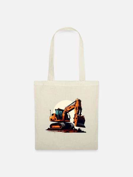 Bagger| Schaufelbagger | Retro - Stoffbeutel - Natur