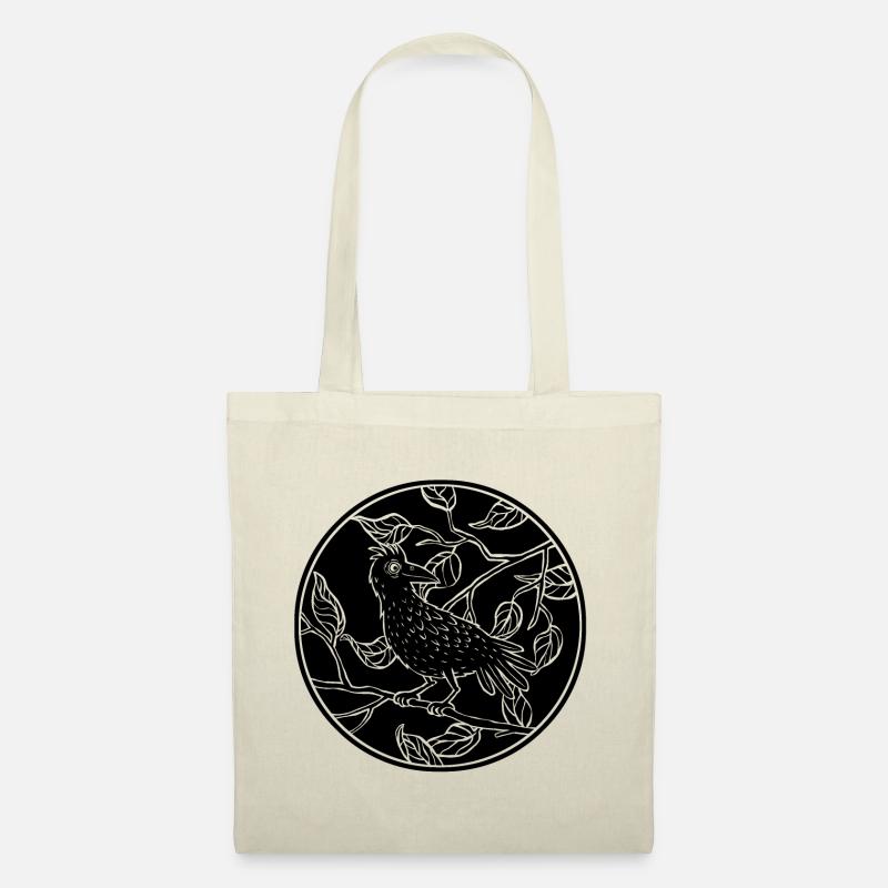 Crow in leaf circle - Tote Bag - nature