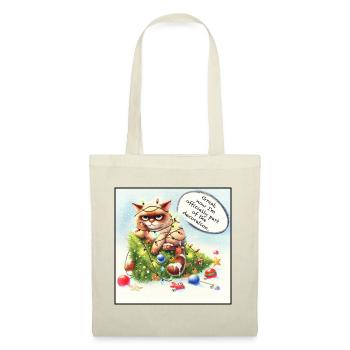 Katze im Weihnachtsstress | Cat’s Xmas trouble - Stoffbeutel - Natur - Vorne