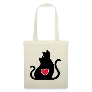 Katzen Liebe Verliebte / Cats in love / - Stoffbeutel - Natur - Vorne