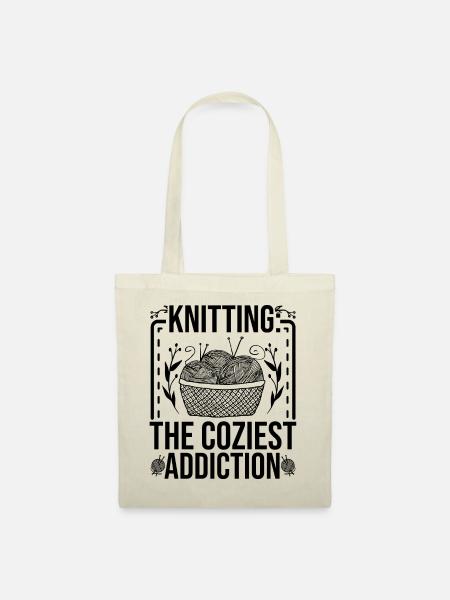 Knitting The Coziest Addiction - Stoffbeutel - Natur