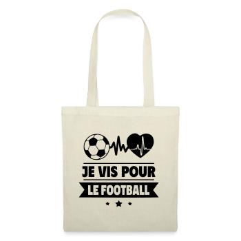 je vis pour le football coeur,foot,Football - Sac en tissu - nature - Devant