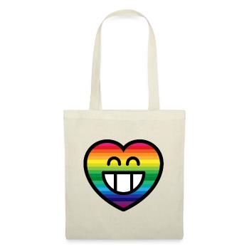 Emoticon Rainbow Grin Heart - Stoffbeutel - Natur - Vorne