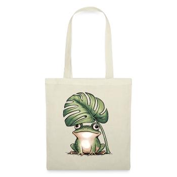 Cute frog under big monstera leaf - Tote Bag - nature - Front