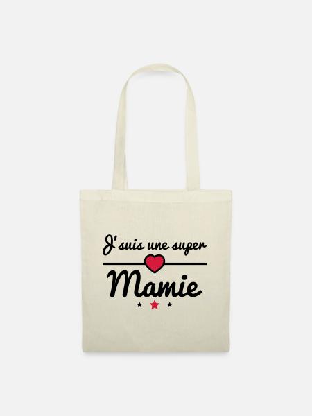Super mamie, cadeau grand-mère, mamy, mami - Sac en tissu - nature