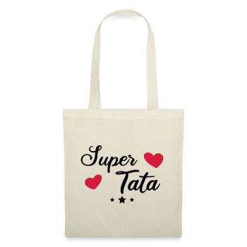 Super tata,cadeau tante,tatie - Sac en tissu - nature - Devant