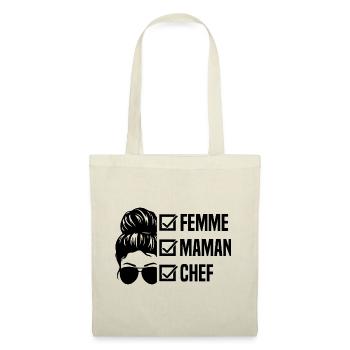 Femme maman chef idée cadeau pour la fête des mère - Sac en tissu - nature - Devant