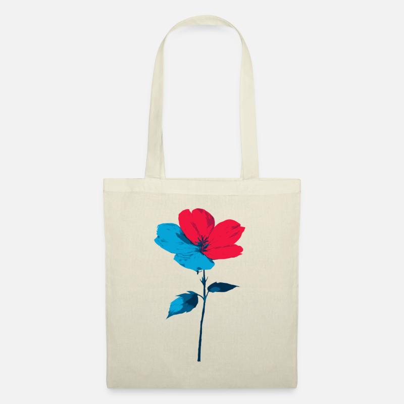 Blau rote Blume - Stoffbeutel - Natur