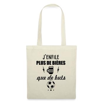 J'enfile plus de bières que de buts, football,foot - Sac en tissu - nature - Devant