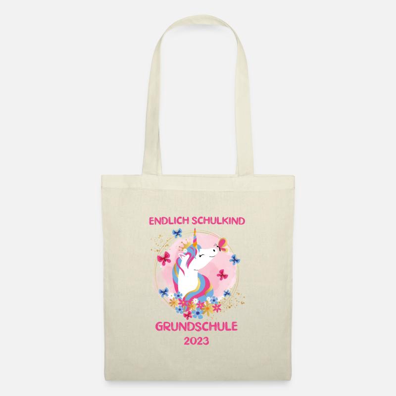 Einschulung Grundschule Einhorn Design Mädchen - Stoffbeutel - Natur