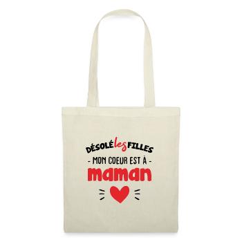 Désolée les filles mon coeur est à maman - Sac en tissu - nature - Devant