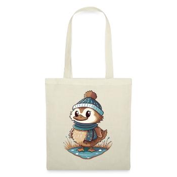 Canard mignon avec écharpe et chapeau à pompon. - Sac en tissu - nature - Devant