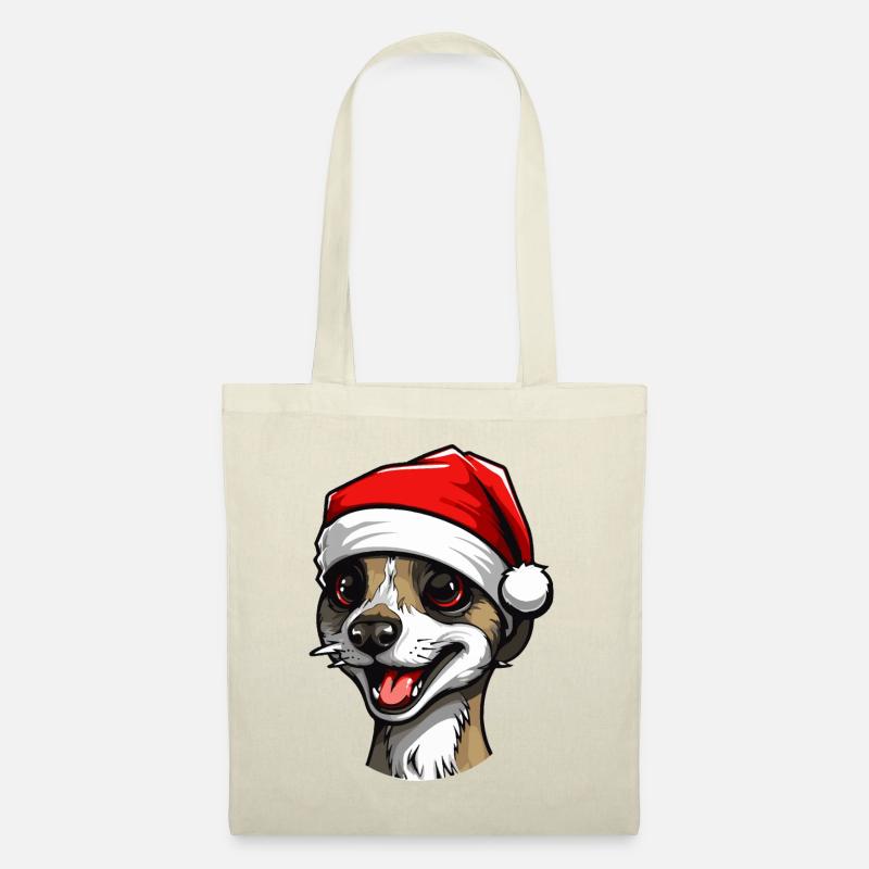 Erdmännchen Kopf Weihnachten Portät - Stoffbeutel - Natur
