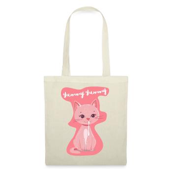 Jolie chemise chaton 'Yummy' en rose - Sac en tissu - nature - Devant