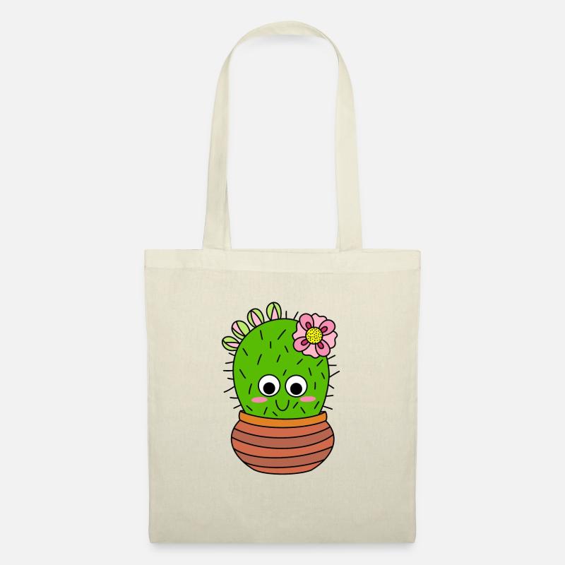 Cactus Chunky Avec Fleur Rose Et Bourgeons - Sac en tissu - nature