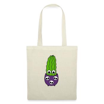 Grand Cactus Dans Un Pot De Crâne D'halloween - Sac en tissu - nature - Devant