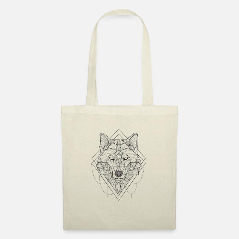 WOLFS MANDALA MOTIV - Stoffbeutel - Natur