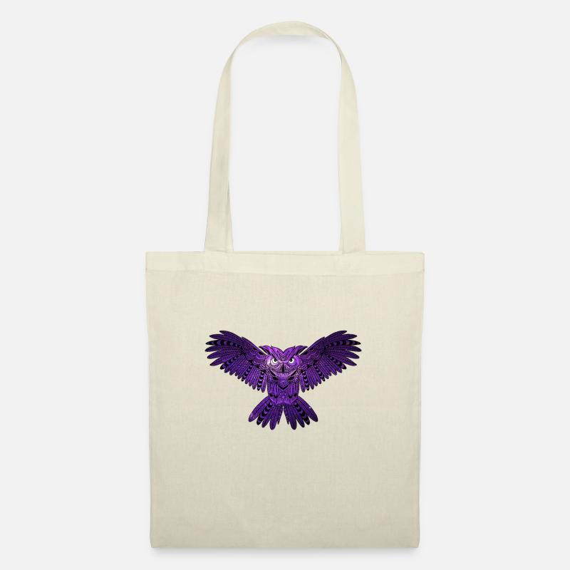 Violette Eule mit Universum - Stoffbeutel - Natur