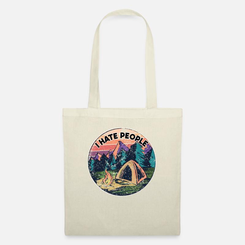 I hate People Distressed Vintage Retro Hass Hater - Stoffbeutel - Natur