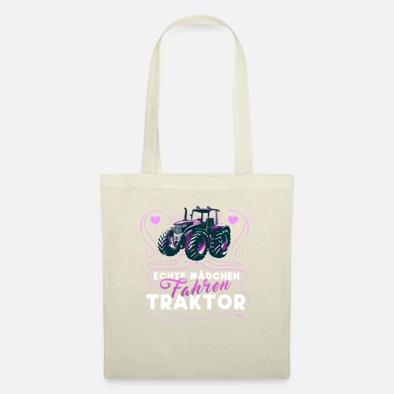 Echte Mädchen fahren Traktor Bauernhof Geschenk - Stoffbeutel - Natur