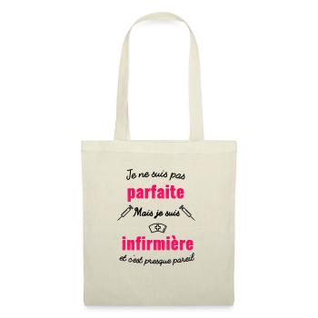 je ne suis pas parfaite mais je suis infirmière - Sac en tissu - nature - Devant
