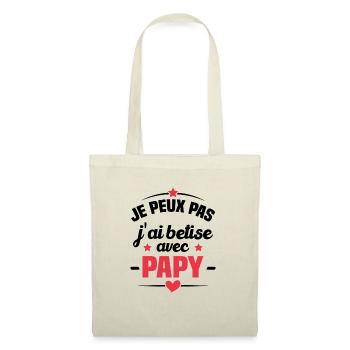 Je peux pas j'ai bêtise avec papy - Sac en tissu - nature - Devant