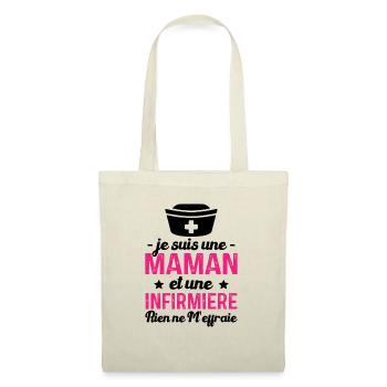 Je suis une maman et une infirmière humour cadeau - Sac en tissu - nature - Devant