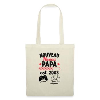 Nouveau Papa En 2023 Humour Cadeau Papa Gamer - Sac en tissu - nature - Devant
