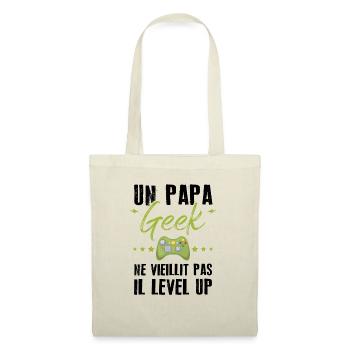 Un papa geek ne vieillit pas il level up - Sac en tissu - nature - Devant