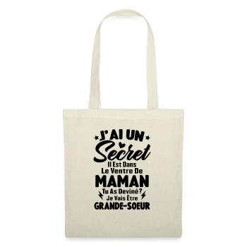 J'ai un secret je vais être grande sœur cadeau - Sac en tissu - nature - Devant