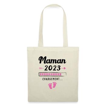 Maman 2023 Chargement, Cadeau future maman - Sac en tissu - nature - Devant