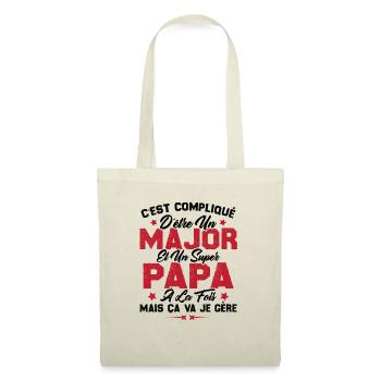 Papa Major Cadeau Humour Fête Des Pères - Sac en tissu - nature - Devant