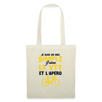 Je suis un mec simple j'aime le VTT et l'apéro - Sac en tissu - nature - Devant