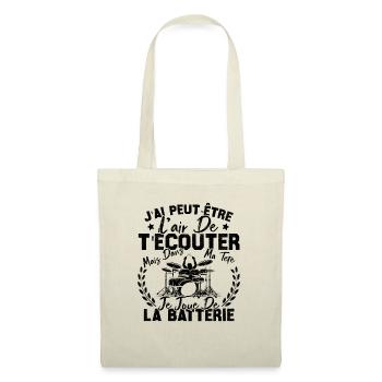 Dans Ma Tête Je Joue De La Batterie Batteur Cadeau - Sac en tissu - nature - Devant