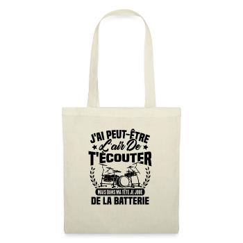 Dans Ma Tête Je Joue De La Batterie Batteur Cadeau - Sac en tissu - nature - Devant