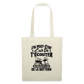 Dans Ma Tête Je Joue De La Batterie Batteur Cadeau - Sac en tissu - nature - Devant