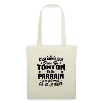 C'est compliqué d'être un tonton et un parrain - Sac en tissu - nature - Devant