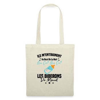 Qui ça qui ça Les biberons de minuit Humour Cadeau - Sac en tissu - nature - Devant
