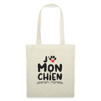 J aime mon chien - Sac en tissu - nature - Devant