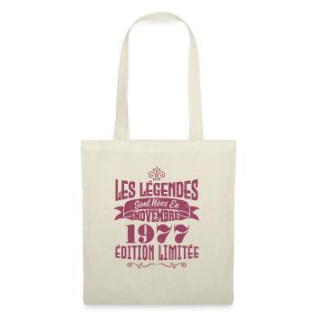 Les légendes sont nées en novembre 1977 - Sac en tissu - nature - Devant
