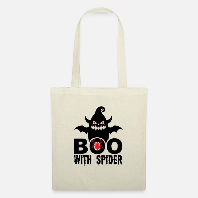 Boo mit Spinne, Halloween T-Shirt - Stoffbeutel - Natur
