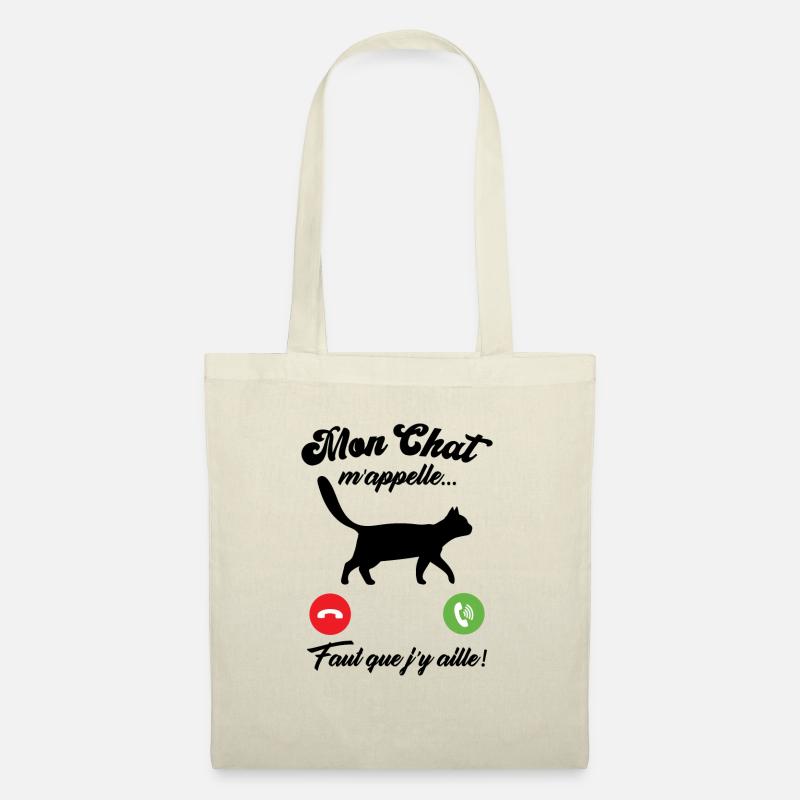 Mon chat m'appelle - Sac en tissu - nature